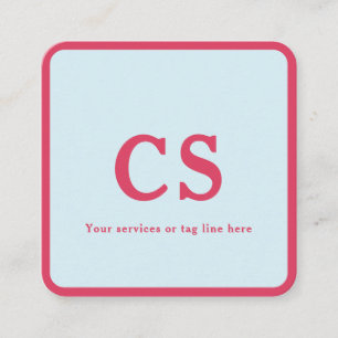 Carte De Visite Carré Monogramme minimaliste Modèle rose-rouge et bleu c