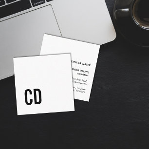 Carte De Visite Carré Monogramme noir minimaliste simple et élégant