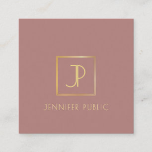 Carte De Visite Carré Monogramme Or Design Modèle Moderne Élégant