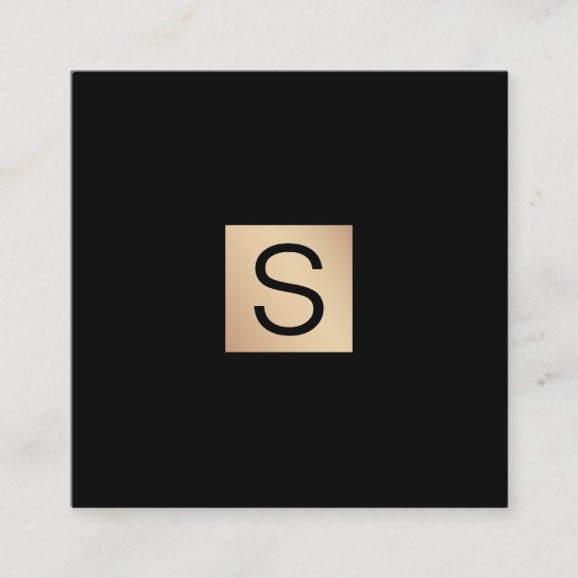 Carte De Visite Carré Monogramme Or Luxe moderne (Devant)