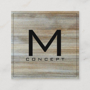 Carte De Visite Carré Monogramme Professionnel Élégant Bois Moderne #2