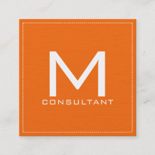 Carte De Visite Carré Monogramme professionnel Elégant Moderne Orange