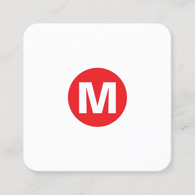 Carte De Visite Carré Monogramme rond - Rouge (Devant)
