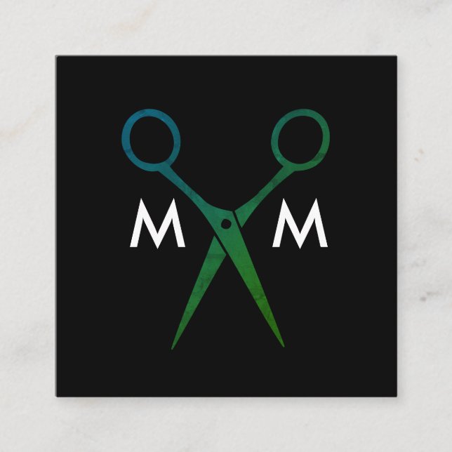 Carte De Visite Carré Monogramme Salon Shears (Devant)