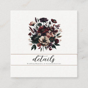 Carte De Visite Carré Moody Rustic Garden Florals Mariage bohémien