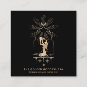 Carte De Visite Carré *~* Moon Stars Golden Goddess Sea Bathing Urn Spa