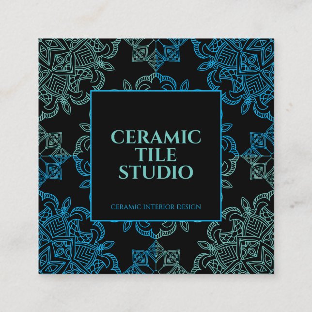 Carte De Visite Carré Mosaïque bleu noir vert (Devant)