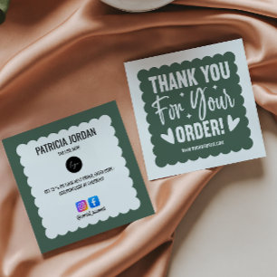 Carte De Visite Carré Moss Green Wave Order Merci LOGO Icône sociale