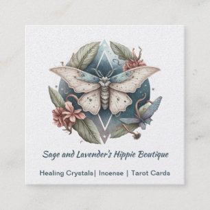 Carte de visite Carré Moth et Fleurs aquarelles