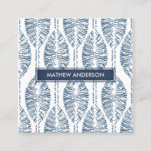 CARTE DE VISITE CARRÉ MOTIF À FEUILLES BIOLOGIQUES INDIGO BLUE TIE DYE 
