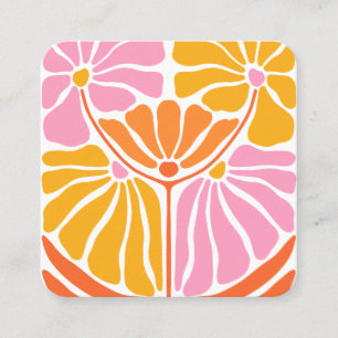 Carte De Visite Carré Motif à fleurs rétro Boho