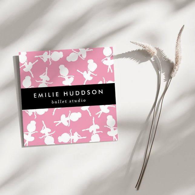 Carte De Visite Carré Motif Ballerina, Enseignant de ballet, Studio de d (Créateur téléchargé)