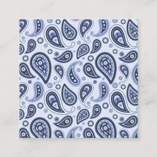 Carte De Visite Carré Motif Blue Paisley (Devant)