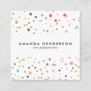 Carte De Visite Carré Motif Confetti coloré mignon