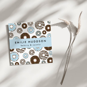 Carte De Visite Carré Motif De Bleus Donuts, Boutique De Gâteaux, Boutiq