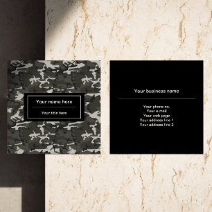 Carte De Visite Carré Motif de Camouflage gris, Motif militaire, Armée