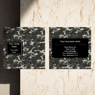 Carte De Visite Carré Motif de Camouflage gris, Motif militaire, Armée
