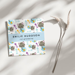 Carte De Visite Carré Motif De Chats, Boutique Pour Animaux De Compagnie