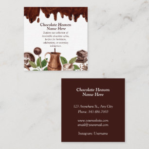 Carte De Visite Carré Motif de chocolat aquarelle