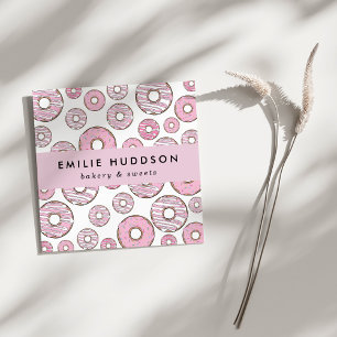 Carte De Visite Carré Motif De Donuts Roses, Boutique De Gâteaux, Boutiq