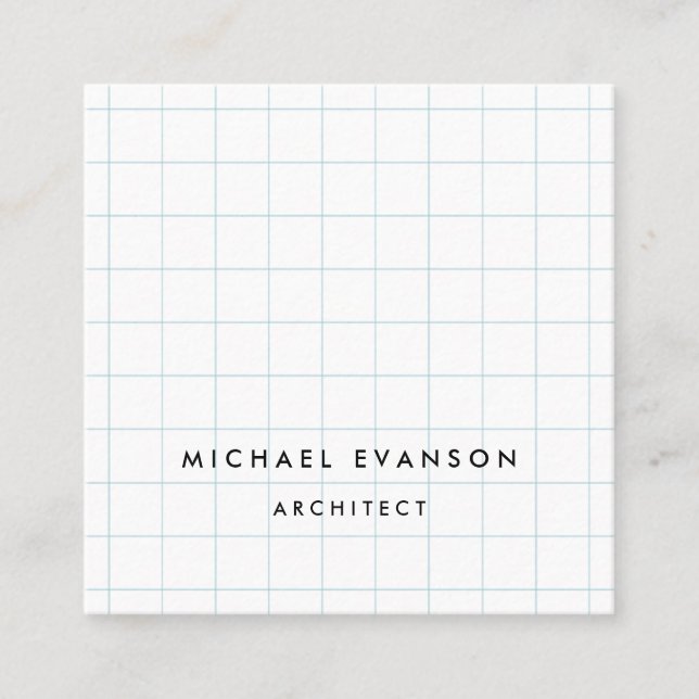 Carte De Visite Carré Motif de papier graphique pour architecte professi (Devant)