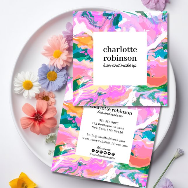 Carte De Visite Carré Motif en marbre peint Abstrait moderne (Créateur téléchargé)