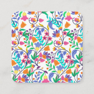 Carte De Visite Carré Motif floral exotique coloré