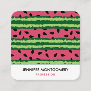 Carte De Visite Carré Motif joli pastèque rose et vert
