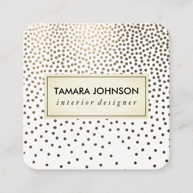 Carte De Visite Carré Motif Luxe Gold Speckled (Devant)