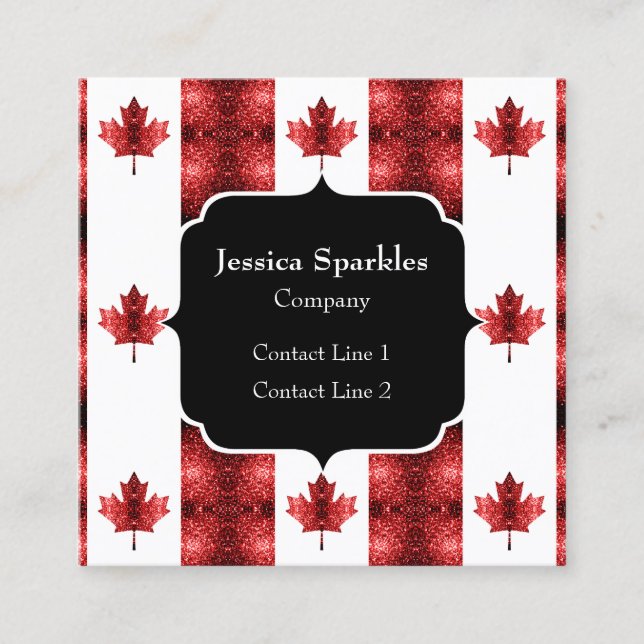 Carte De Visite Carré Motif Monogramme du drapeau du Canada (Devant)