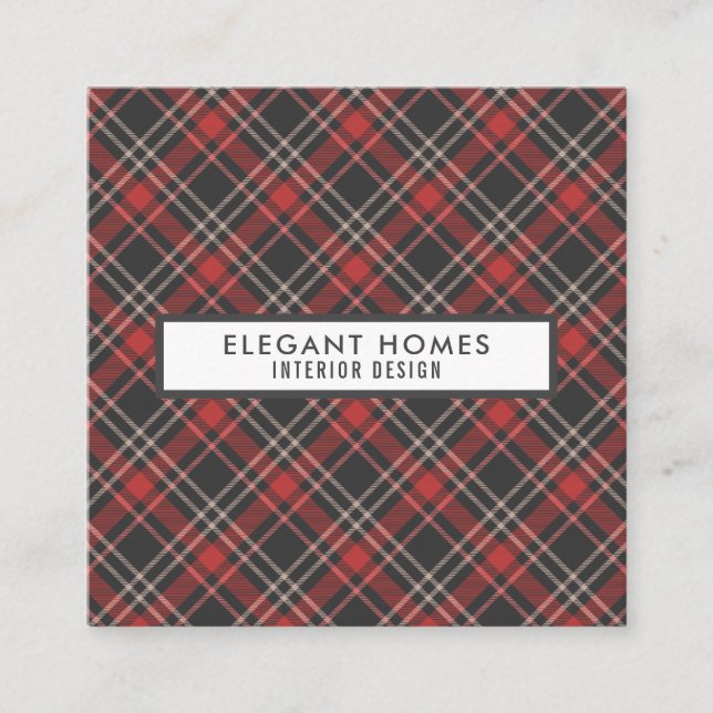 Carte De Visite Carré Motif Tartan élégant (Devant)