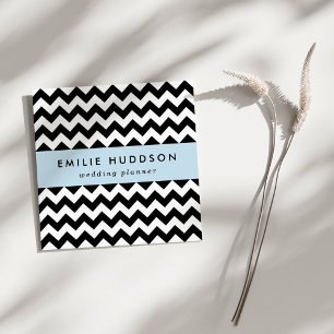 Carte De Visite Carré Motif Zigzag noir et blanc, Motif Chevron