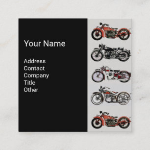 Carte De Visite Carré MOTOCYCLES vintages Rouge Blanc Gris Noir