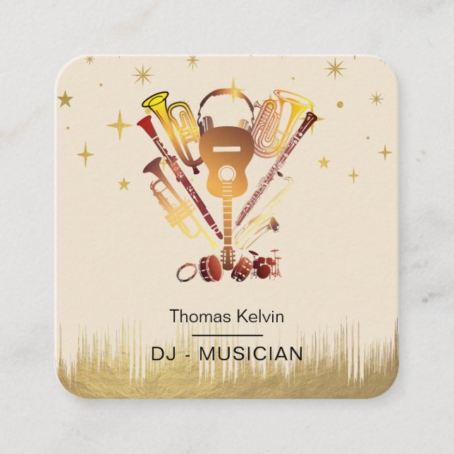 Carte De Visite Carré Music Instruments Event Organizer DJs Player (Devant)