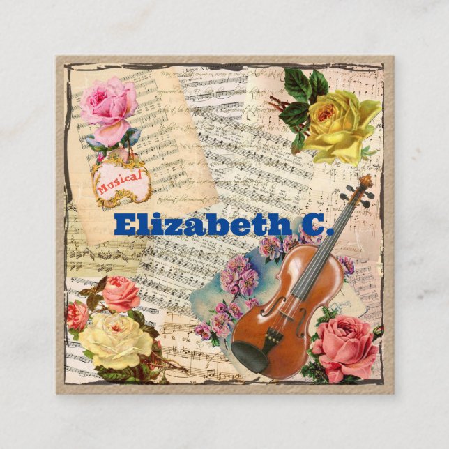 Carte De Visite Carré Musicien avec instructeur (Devant)