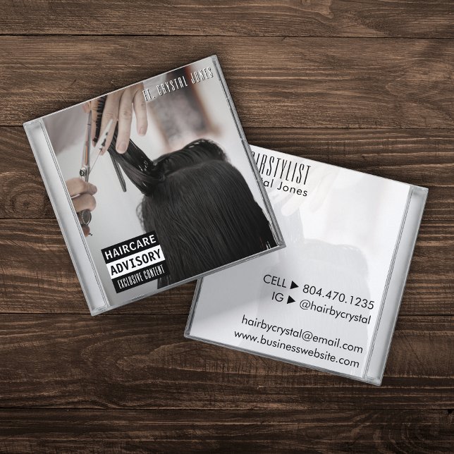 Carte De Visite Carré Musique CD Coque Album Cover coiffeuse (Music CD Case Album Cover Hairstylist Square Business Card
)