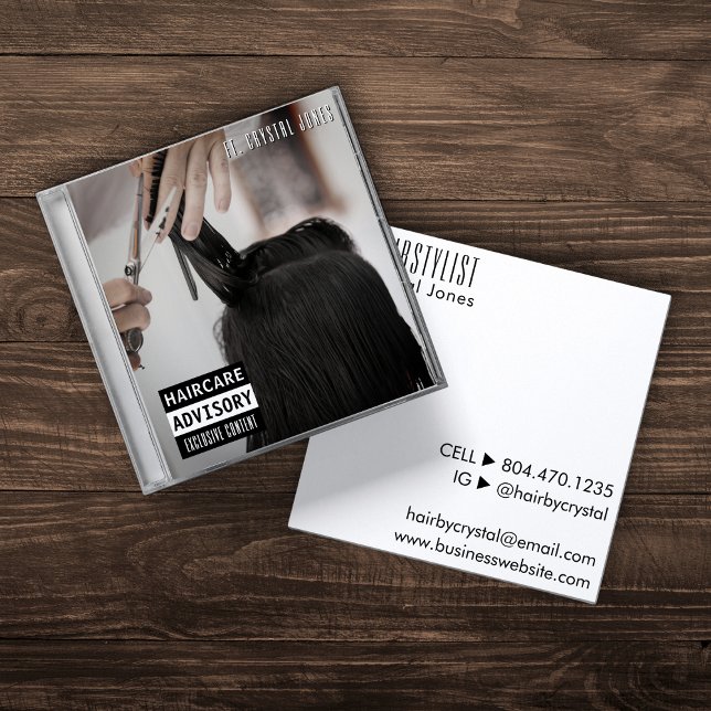 Carte De Visite Carré Musique CD Coque Album Cover coiffeuse (Music CD Case Album Cover Hairstylist Square Business Card
)