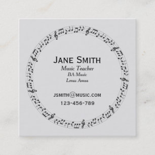 Carte De Visite Carré Musique professeur de musique tuteur musique notes