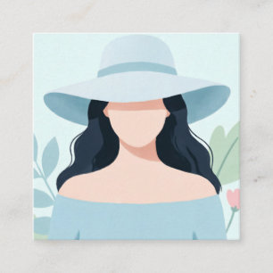 Carte De Visite Carré Mystérieuse femme au chapeau à large bord