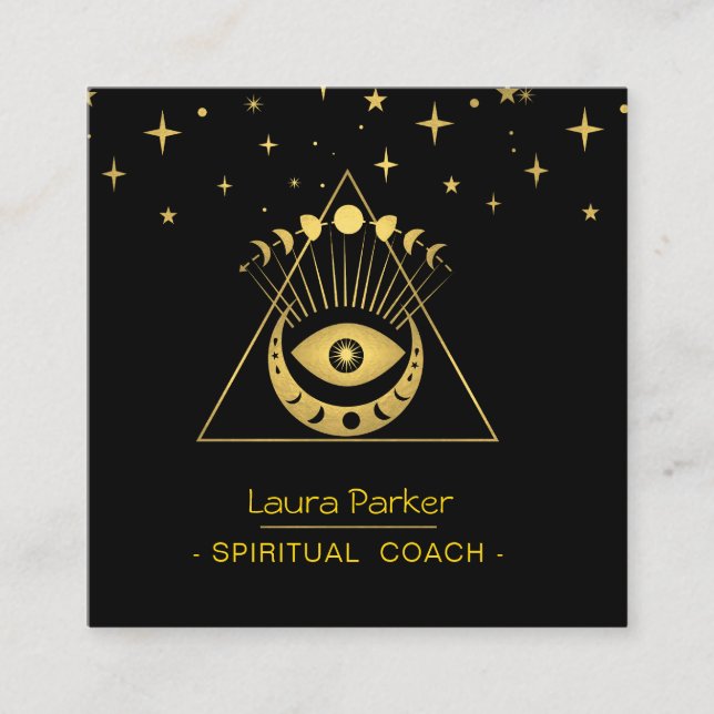 Carte De Visite Carré Mystic Eye Boho Celestial Moon Energy Healer (Devant)