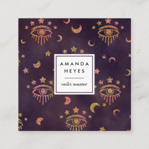 Carte De Visite Carré Mystic Eye Lunar Moon Reiki Guérisseur Spirituel 