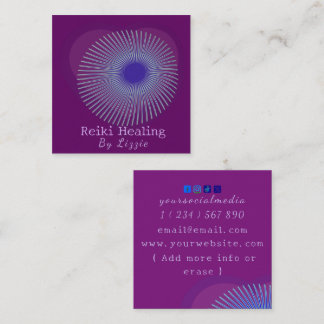 Carte De Visite Carré Mystic Heart Passion Flower Reiki Energy Healer