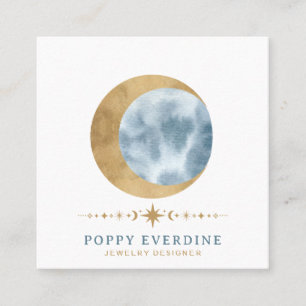 Carte De Visite Carré Mystic Moon Gold Blue Stars