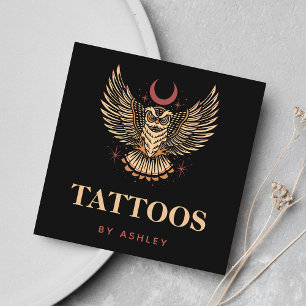 Carte De Visite Carré Mystic Night Owl Tattoo Artist Studio Social Media