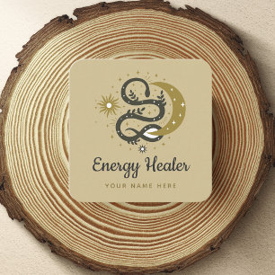 Carte De Visite Carré Mystic Snake Sun Moon Star Celestin Energy Healer