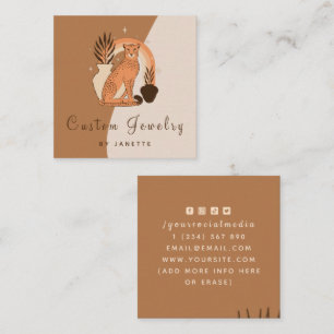 Carte De Visite Carré Mystical Boho Leopard Cheetah bijoux artisanal