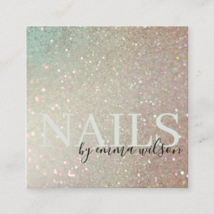 Carte De Visite Carré Nails Parties scintillant vert rose Aqua brillant