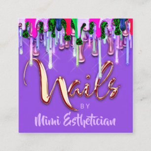 Carte De Visite Carré Nails Studio Artist Nails Script Logo Purple Drive