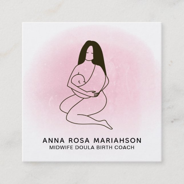 Carte De Visite Carré *~* Naissance de la sage-femme Doula Grossesse de  (Devant)