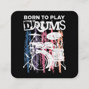 Carte De Visite Carré Né Pour Jouer Drumming Rock Music Band Drumme